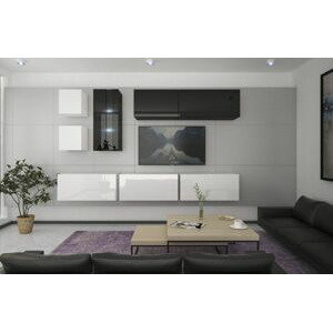 Ral Obývací stěna TENNESSEE 7, 284 cm - Bílo/černý lesk