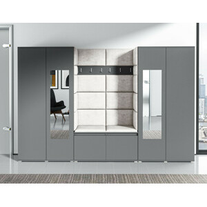 Eka Předsíňová stěna s čalouněnými panely Trinity 10 - Grafit / Krémová bílá 2301