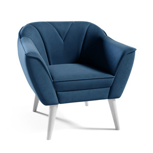 Eka Křeslo LOVA Látka Velutto: Velutto 11 - Modrá, Výběr nohou: Bílé