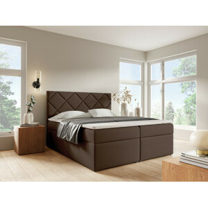 Eka Kontinentální čalouněná postel DIAMOND - Trinity (200x200 cm) Barva látky Trinity: (2308) Tmavá hnědá