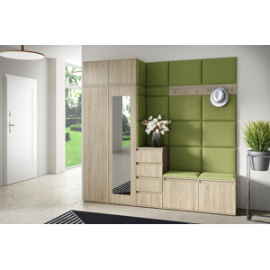 Eka Předsíňová stěna s čalouněnými panely Trinity 33 - Sonoma / Olivová 2312