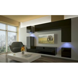 Ral Obývací stěna LILA 1, 240 cm - Černý lesk