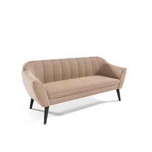 Eka Pohovka trojmístná VOJO, 183 cm Látka Velutto: Velutto 03 - Světlá hnědá, Výběr nohou: Černé