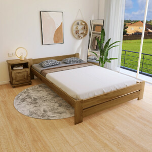 Maxi Postel z masivu Evropa 180 x 200 cm - barva Dub + matrace Vitality ROŠT ZDARMA