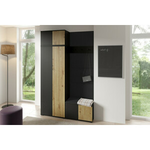 Eka Předsíňová stěna s čalouněnými panely Joey 2 - Černá a Dub Artisan / Černá 2316