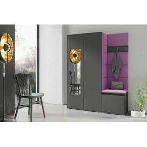 Eka Předsíňová stěna s čalouněnými panely Trinity 11 - Grafit / Fialová 2311