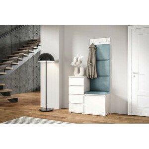 Eka Předsíňová stěna s čalouněnými panely Trinity 36 - Bílá / Světlá modrá 2322