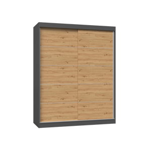 TPS Šatní skříň IGA 160 cm - Antracit / Dub artisan
