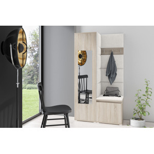 Eka Předsíňová stěna s čalouněnými panely Trinity 13 - Sonoma / Krémová bílá 2301