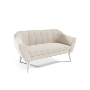 Eka Pohovka dvoumístná VOJO, 150 cm Látka Velutto: Velutto 01 - Krémová, Výběr nohou: Bílé