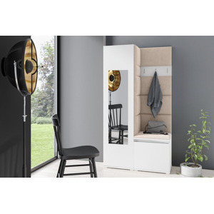 Eka Předsíňová stěna s čalouněnými panely Trinity 13 - Bílá / Tmavá krémová 2302