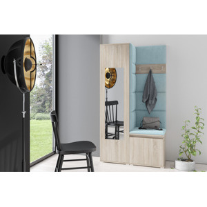 Eka Předsíňová stěna s čalouněnými panely Trinity 13 - Sonoma / Světlá modrá 2322