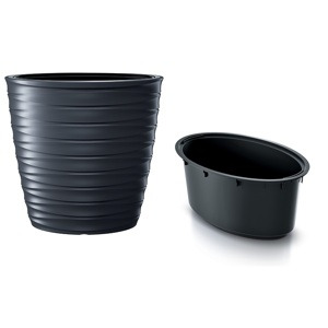 PRO Květináč oválný výsoký s vkladem FREZE antracit 59,3cm