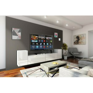 Ral Obývací stěna BOSTON 4, 256 cm - Bílý lesk