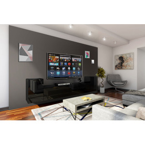 Ral Obývací stěna BOSTON 1, 240 cm - Černý lesk