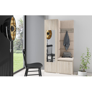 Eka Předsíňová stěna s čalouněnými panely Trinity 13 - Sonoma / Tmavá krémová 2302