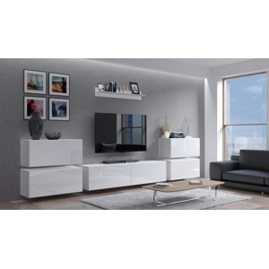 Ral Obývací stěna KALIFORNIE 2, 352 cm - Bílý lesk