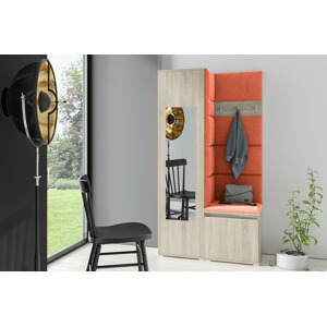 Eka Předsíňová stěna s čalouněnými panely Trinity 13 - Sonoma / Oranžová 2317