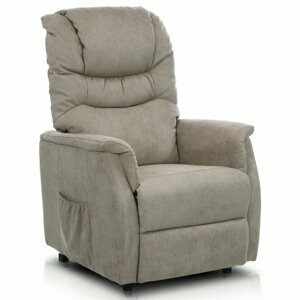 Relaxační TV křeslo VINCENT s elektrickým polohováním — kapučíno, 2 motory, nosnost 140 kg