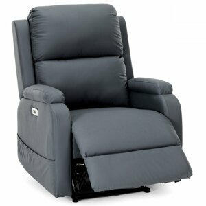 TV křeslo LESTA s elektrickým polohováním — ekokůže, šedá