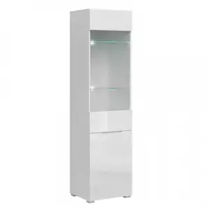 Tempo Kondela Vitrína JOLK 1D1W - bílá extra vysoký lesk