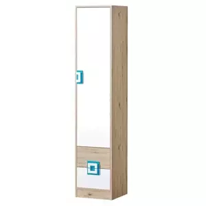 Casarredo Policová skříň NIKO 5 dub jasný/bílá/tyrkys