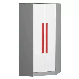 Casarredo Rohová šatní skříň GYT 2 antracit/bílá/červená