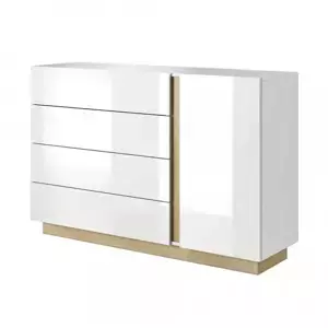 Tempo Kondela Komoda D4S CITY - bílá/dub grandson/bílý lesk