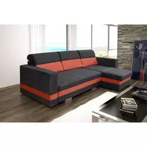 Falco Sedací souprava Rimini černá/oranžová - PRAVÁ