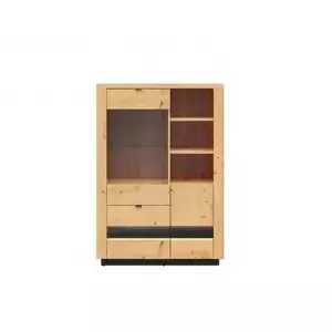 BRW OSTIA vitrína REG1D1W2S/15/10, dub artisan/černý lesk