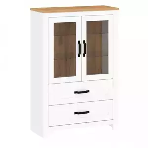 Tempo Kondela Vitrína LANZETTE K - bílá alba/dub craft zlatý