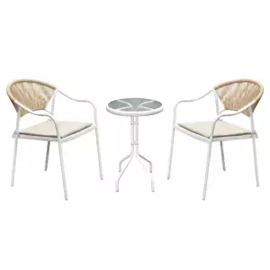Tempo Kondela Zahradní ratanový set ELIOR - bílá/béžová