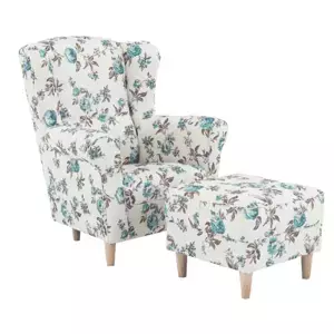 Tempo Kondela Křeslo/ušák s taburetem ASTRO - Rose 14