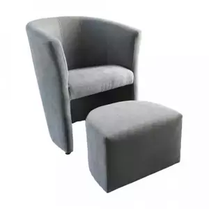 Tempo Kondela Křeslo ROSE s taburetem - šedá