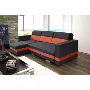 Falco Sedací souprava Rimini černá/oranžová - LEVÁ