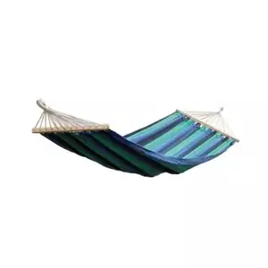 Dimenza Zahradní látková houpací síť s výztuhou - modrá s pruhy