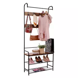 Tempo Kondela Věšák s botníkem KELAM - černý/rustikální