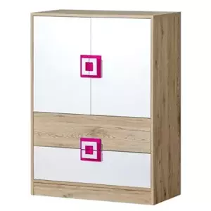 Casarredo Komoda NIKO 9 dub jasný/bílá/růžová
