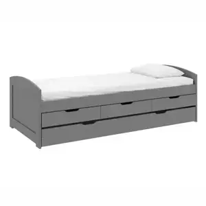 Tempo Kondela Postel s výsuvnou přistýlkou MARINELLA NEW - šedá, masiv