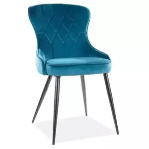 Casarredo Jídelní čalouněná židle PIKA velvet tyrkysová/černá