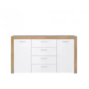 BRW Komoda Balder KOM2D4S - Dub riviéra/bílý lesk