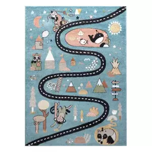 Dywany Łuszczów Dětský kusový koberec Fun Route Street animals blue 80x150 cm