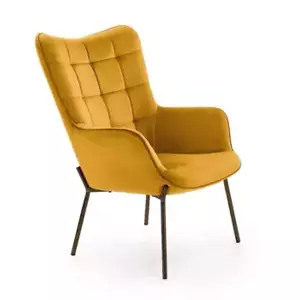 Halmar Křeslo CASTEL - hořčicová/černá