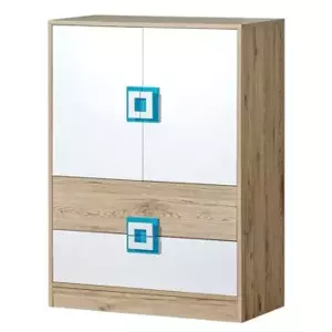 Casarredo Komoda NIKO 9 dub jasný/bílá/tyrkys