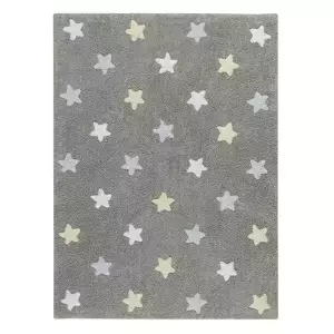 Lorena Canals Bio koberec kusový, ručně tkaný – Tricolor Stars šedá/modrá 120x160 cm