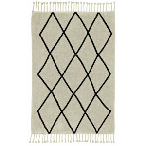 Lorena Canals Bio koberec kusový, ručně tkaný Bereber černá, béžová 140x200 cm