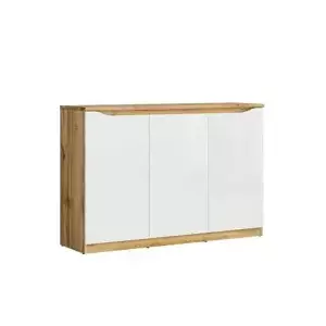 BRW Komoda Nuis KOM3D - dub wotan/bílý lesk