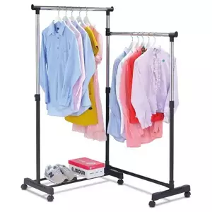 Autronic Otočný stojan na šaty s regálem na boty ABD-1215 BK - barva černá / chrom