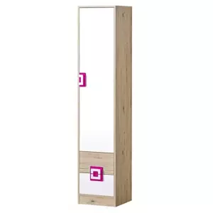 Casarredo Policová skříň NIKO 5 dub jasný/bílá/růžová