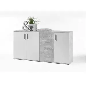 Tempo Kondela Komoda POPPY 3 - bílá / beton